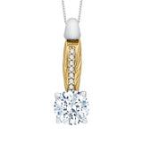 18K Two-Tone Gold Round Diamond Fashion Pendant (Semi-Mount)