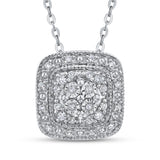 10K White Gold 1/5 Ct Diamond Fashion Pendant with Chain