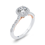 14 Kt White & Rose Gold Carizza Bridal Engagement Ring