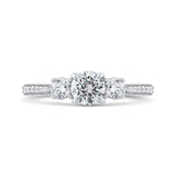 14K White Gold Round Cut Diamond Three-Stone Plus Engagement Ring