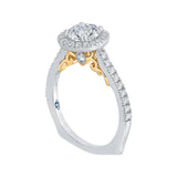 14 Kt White & Yellow Gold Carizza Bridal Engagement Ring