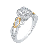 14 Kt White & Yellow Gold Carizza Bridal Engagement Ring