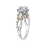 14 Kt White & Yellow Gold Carizza Bridal Engagement Ring
