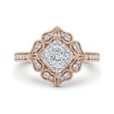 14 Kt Rose & White Gold Luminous Ring Engagement Ring
