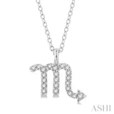 1/10 Ctw Scorpio Round Cut Diamond Zodiac Pendant With Chain in 10K White Gold