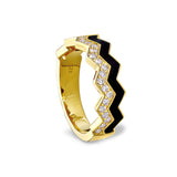 Gold Vermeil Sterling Silver Micropave Ring With With Black Enamel And Simulated Diamondss