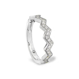 Platinum Finish Sterling Silver Micropave Ups And Downs Ring With Simulated Diamonds