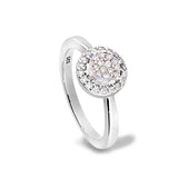 Platinum Finish Sterling Silver Micropave Round Ring With Simulated Diamonds -Size 6