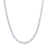 Platinum Finish Sterling Silver Micropave Necklace With Graduated Simulated Diamonds
