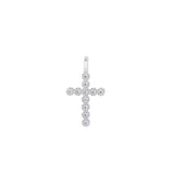 Rhodium Finish Sterling Silver Cross Charm With Simulated Diamonds For Ll7136B