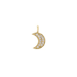 Gold Finish Sterling Silver Moon Charm With Simulated Diamonds For Ll7136B