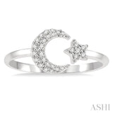 Stackable Crescent Moon & Star Petite Diamond Fashion Ring