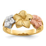 14k Tri-color Plumeria Ring