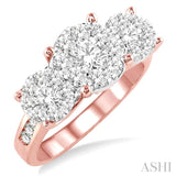 2 Ctw Lovebright Round Cut Diamond Ring in 14K Rose and White Gold