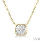 1/6 Ctw Cushion Shape Lovebright Diamond Necklace in 14K Yellow and White Gold