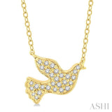 1/8 Ctw Dove Symbol Petite Round Cut Diamond Fashion Pendant With Chain in 10K Yellow Gold