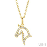 1/10 Ctw Horse Head Petite Round Cut Diamond Fashion Pendant With Chain in 10K Yellow Gold