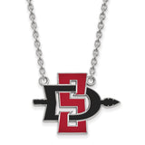 10k White Gold LogoArt San Diego State University Large Enameled Pendant 18 inch Necklace