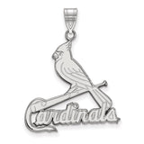 10k White Gold MLB LogoArt St. Louis Cardinals Bird and Bat Extra Large Pendant