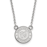 10k White Gold MLB LogoArt Washington Nationals Small Pendant 18 inch Necklace