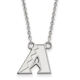 10k White Gold MLB LogoArt Arizona Diamondbacks Letter A Small Pendant 18 inch Necklace