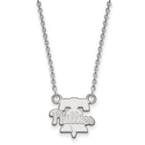 10k White Gold MLB LogoArt Philadelphia Phillies Liberty Bell Small Pendant 18 inch Necklace