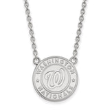 10k White Gold MLB LogoArt Washington Nationals Large Pendant 18 inch Necklace