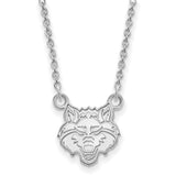10k White Gold LogoArt Arkansas State University Wolf Small Pendant 18 inch Necklace