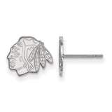 10k White Gold NHL LogoArt Chicago Blackhawks Extra Small Post Earrings