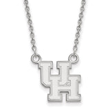 10k White Gold LogoArt University of Houston U-H Small Pendant 18 inch Necklace