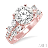 1 Ctw Diamond Semi-Mount Engagement Ring in 14K Rose Gold