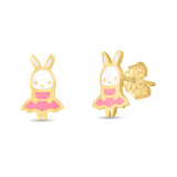 14K Gold Bunny Studs
