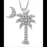 Sterling Silver  Palmetto & Cresent Moon Pendant set with Dazzling White Zirconia.