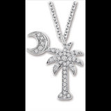 1/4ctw Diamond SC Palmetto Pendant w/ Cresent Moon set in 14kt White Gold w/18