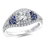 Diamond & Blue Sapphire Engagement Ring Mounting in 14k White/Rose Gold (.40 ct. tw.)