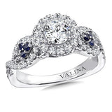 Diamond and Blue Sapphire Engagement ring mounting in 14K White Gold (.45 ct. tw.)
