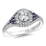 Diamond and Blue Sapphire Engagement ring mounting in 14K White/Rose Gold (.43 ct. tw.)