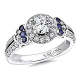 Diamond and Blue Sapphire Engagement ring mounting in 14K White/Rose Gold (.42 ct. tw.)